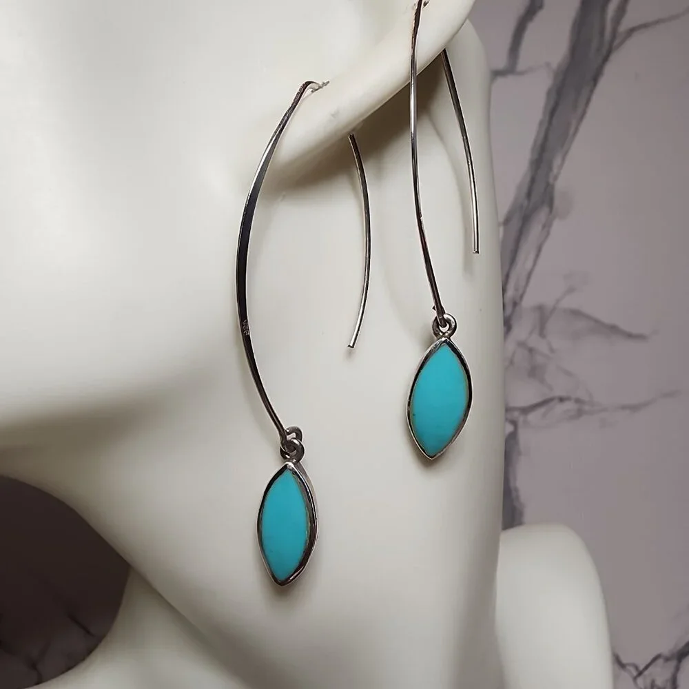 925 Silver Drop Earrings with Turquoise colored stone